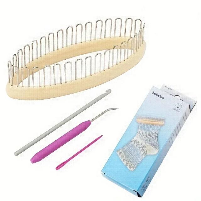 Conjunto Completo de Acessórios para Tricô: Meias de Tecelagem, Extensores de Aço, Kit de Ganchos, Cachecol, Chapéu e Agulha de Costura