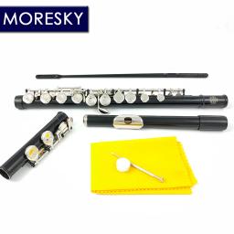 MORESKY-Flauta banhada a níquel com chave E, chaves C, 16 furos próximos, cuproníquel, preto, MFL-607 - Image 3
