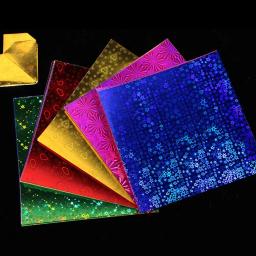 Quadrado Handmade Origami Papel, Papel Dobrável, Glitter Holográfico, Papel Cardstock, Scrapbooking DIY, Decoração Artesanal, 15cm, 50Pcs - Image 5