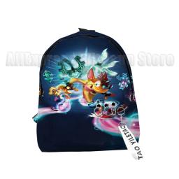 Crash bandicoot na corrida escola mochilas meninos meninas bonito pequeno sacos de viagem 3d impressão oxford à prova dwaterproof água chave sacos do caderno - Image 5