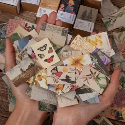 Mini álbum de papel antigo para diário, coleção de livros antigos, artesanato, diário vintage, material de livro de recortes com 100 peças - Image 4