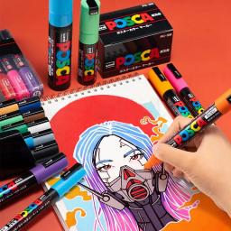 Uni-Posca Caneta Marcador, Marcadores de Pintura, Full Color Range, PC-1M, 36 Cores, PC-3M, 45 Cores, PC-5M, 54 Cores, Art Painting, 1Pc - Image 5