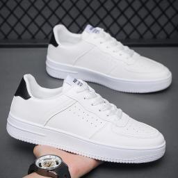 Venda quente superfície de rede masculina moda tênis respirável moda casual sapatos de placa força aérea pequenos sapatos brancos sapatos masculinos - Image 1