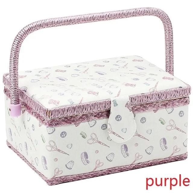 Caixa De Armazenamento De Kit De Costura Com Bandeja Removível, Design De Impressão, Cesta De Costura, Almofada De Pino Embutida, Bolso Interior - Image 1