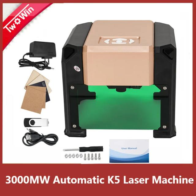 Máquina de Gravura a Laser CNC para Personalização de Logotipos DIY com Área de Trabalho de 80x80mm e Potência de 3W 3000mW