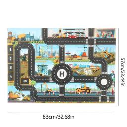 Engineering Parking Lot Map Playmat for Children, Road Mat, Brinquedo educativo, Tapetes de desenhos animados para bebês e meninas, Jogos para crianças - Image 4