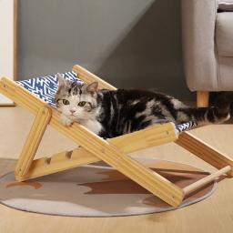 Sofá dobrável para cães e gatos, Cadeira dobrável para animais, Cama de sisal, Reclinável ajustável, Cachorro de madeira dormindo ninho, Casa confortável para conforto - Image 1