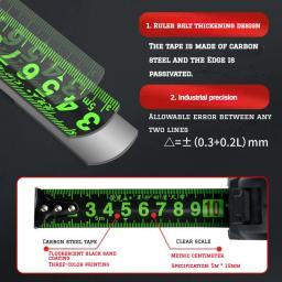 Fita métrica fluorescente impermeável, escala espessada de precisão, ferramenta de medição resistente ao desgaste, 3 m, 5 m, 7,5 m, 10m - Image 6