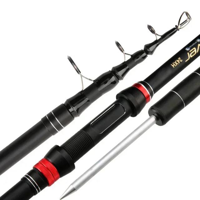 Varas de Pesca Giratórias Telescópicas Ultra-Leves 1.8m-3.6m para Tiro Longo - Super Duráveis e de Alta Qualidade para Pesca no Mar
