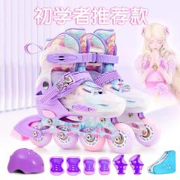 Patins Inline ajustáveis para crianças, equipamento de proteção profissional, meninas e meninos, 4 tamanhos, 4 rodas - Image 1