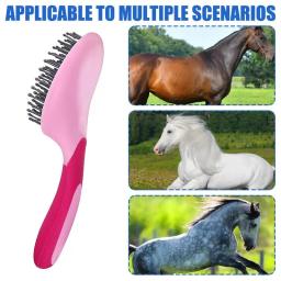 Escova profissional de juba e cauda de cavalo, escova de juba e cauda com alça humanizada, antiderrapante, massagem para animais de estimação, escova de cabelo de cavalo para grosso - Image 5