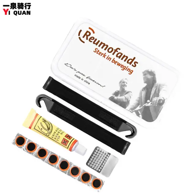 Kit Completo de Reparo para Pneus de Bicicleta com Ferramentas Portáteis e Selante Inclusos