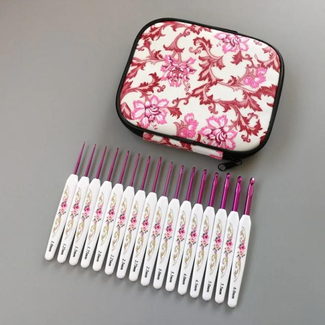 Kit de Ferramentas de Crochê em Alumínio com 16 Peças e Saco de Armazenamento para Artesanato e DIY