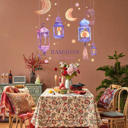 Kareem-adesivos de parede para ramadan kareem, colorido, lua, estrela, eid mubarak, decoração do partido muçulmano, novo design, 2024 - Image 5