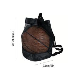 Saco de basquete preto com malha, grande capacidade, mochila de armazenamento de voleibol e futebol, bolsa multifuncional, bolsa esportiva e de ginástica - Image 6