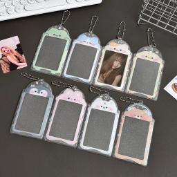Kawaii Casa Titulares Do Cartão Com Corrente, Kpop Photocard Titular, Tampa De PVC Transparente, Chaveiro, 1Pc - Image 1