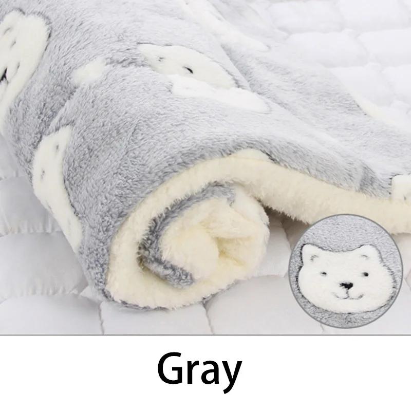 Esteira de dormir padrão urso para animal de estimação, cabelo macio, cobertor espesso, fleece pad, casa, lavável, quente, cão, gato, pet fornecimentos - Image 5