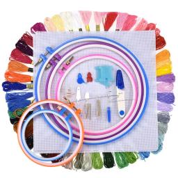 50/100 cores kit de ferramentas ponto cruz, linha de bordado diy artesanal para iniciantes, quadro do bordado, pacote material de tricô - Image 2
