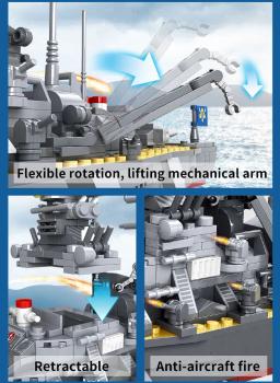 Navio de guerra Building Brick Toy para crianças, militares, WW2, KMS, Bismarck, Battleship, DIY, 538pcs - Image 4