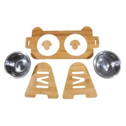 Tigelas de bambu elevadas para cães com suporte ajustável, criado, cachorro, gato, comida, tigelas de água, suporte, coelho, alimentador para animais pequenos e médios - Image 6