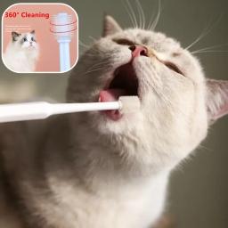 Escova de dentes macia do cabelo para gatos Escova de limpeza da boca Limpeza dos dentes do animal de estimação - Image 1