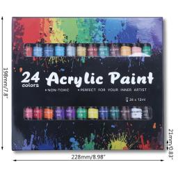 24 cores pintura acrílica kit artista pintura set 12ml x 24 tubos para artesanato diy - Image 6