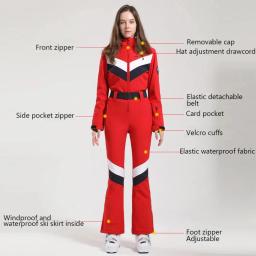 Terno de esqui impermeável para mulheres, windproof snowboarding, macacão feminino, roupas ao ar livre, inverno, novo, 1 pc - Image 5