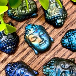 Alta qualidade labradorite buddha cabeça, cristal natural escultura, pedras preciosas jóias, glitter, presente de aniversário, decoração do partido, 1pc - Image 4