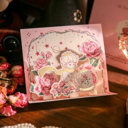 Pequeno Príncipe Rosa 3D Card Set, Presente Criativo para Esposa, Namorada, Dia dos Namorados, Convite de Casamento, Obrigado Cartão Postal, Fofos, 1 Conjunto - Image 2