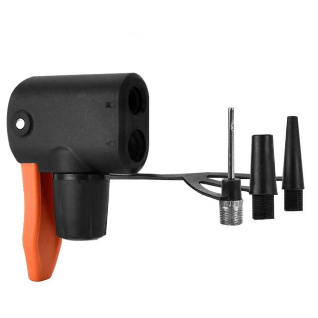 Adaptador Bomba Bicicleta Dupla Cabeça PVC Laranja/Preto