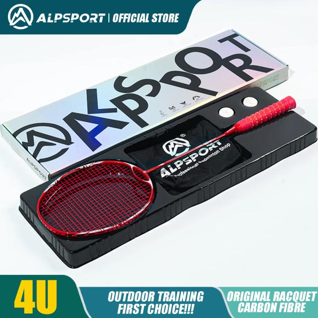 Alpsport Raquete de Badminton ZHANYU 4U Fibra de Carbono + Titânio Leve e Equilibrada