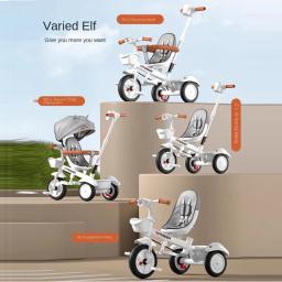 Carrinho de pedal triciclo infantil, bicicleta do bebê, pode sentar e andar música e luz, toldo de protetor solar de duas vias, 1-6 anos de idade - Image 3