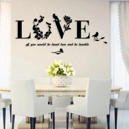 Amor letra impressa folha arte vinil decalques da parede, adesivo removível, decoração de casa, decoração do quarto, 3D, transporte rápido - Image 6