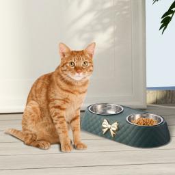 Tigelas duplas antiderrapantes removíveis duplas para cães e gatos, acessórios duráveis, simples de limpar, filhote de cachorro pequeno conveniente, tamanho 34x17,5x6,5 cm - Image 4