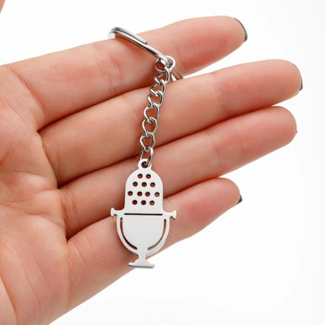 Chaveiro de Aço Inoxidável para Mulheres - Acessório Musical com Acordeão e Guitarra, Presente Ideal para Festivais e Amantes da Música