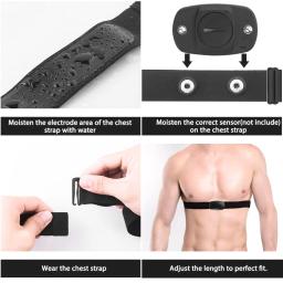 Correia no peito para Polar Wahoo Garmin, esportes sem fio, monitor de freqüência cardíaca, preto - Image 6