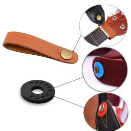 Couro genuíno Saco Estojo de Guitarra 2 PC Da Picareta Da Guitarra Titular Forma Chaveiro com Protetor de Guitarra Bloqueio Alça Bloco Cinta Braço Da Guitarra - Image 2