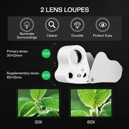 Joalheiros iluminados Lupa, Lupa de Jóias Dobrável com Luz LED Brilhante, Gems Jóias Moedas e Selos, 30X, 60X - Image 3