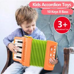 8 baixo acordeão brinquedo para crianças, instrumento musical, brinquedos educativos, presentes para crianças, iniciantes, meninos, meninas, 10 chaves - Image 3