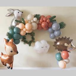 Balões Jungle Safari Fox Cartoon, Balão Foil Animal Rabbit Hedgehog, Decoração de Festa de Aniversário, Baby Shower, Latex Retro Globos - Image 1
