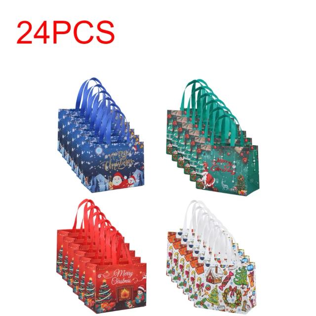 Conjunto Festivo de Sacos de Embalagem para Presentes de Natal com Temas de Papai Noel e Boneco de Neve - Opções com 8, 16 e 24 Peças