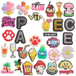 Encantos da sapata do PVC para crianças, 1 parte, com letra, pipoca, concha, flores, taco, havaí, chinelos, decoração, diycute, presente do feriado - Image 3