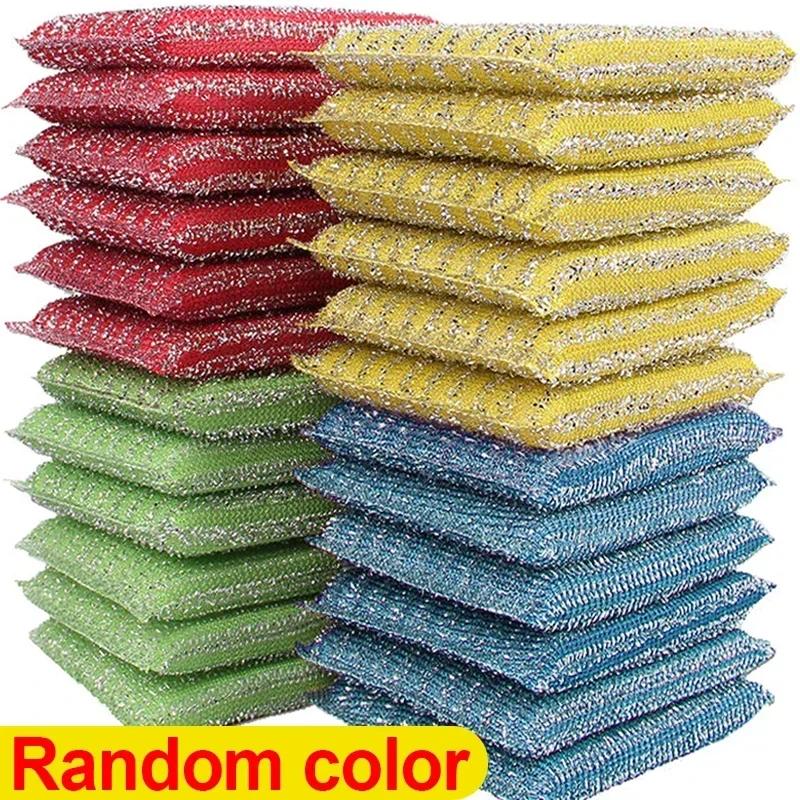 Pano de limpeza dupla face reutilizável, toalhetes de esponja de fio de aço, escova de óleo antiaderente, pano de cozinha, pano de limpeza, toalha, 24pcs - Image 1