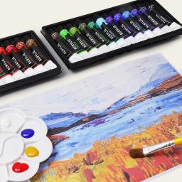 LANPO-Conjunto Profissional de Tintas Acrílicas, Pigmento Pintura, Desenho Artista, Óleo de Vidro de Tecido, Tinta Aquarela, 12ml, 12ml, 24 cores - Image 6