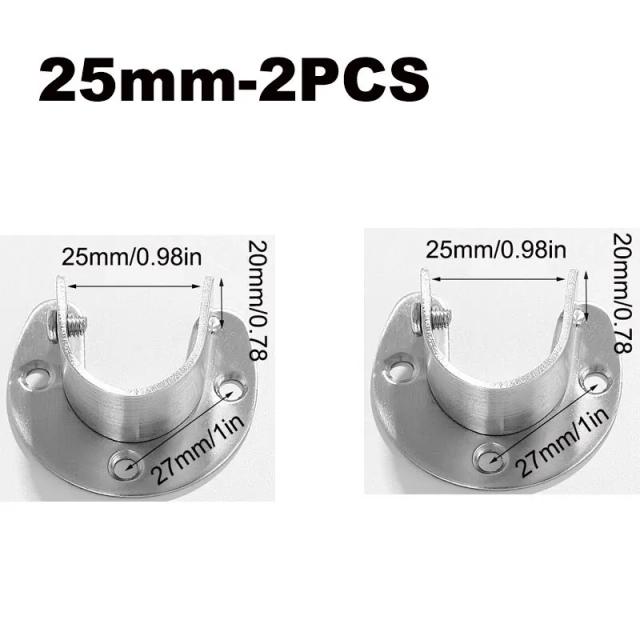 Suporte Fixo Flange Aço Inox 304 para Cabide e Haste de Cortina - 2 Peças