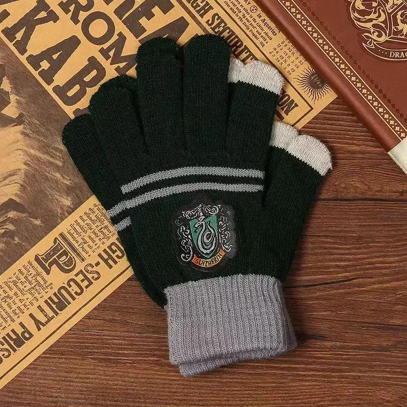 Chapéu e Luvas de Malha Hogwarts para Crianças, Acessórios Quentes, Grifinória, Sonserina, Decoração de Logotipo, Presentes de Festa - Image 1