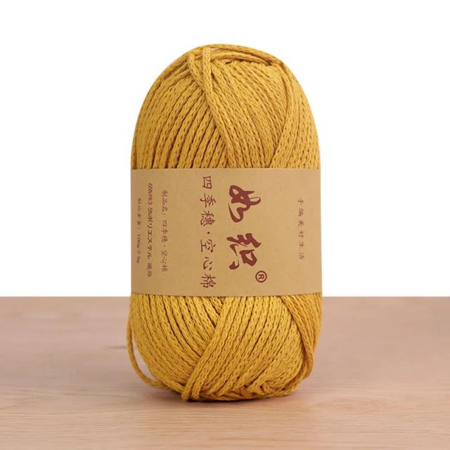Linha de Algodão para Crochet Renda, Fio de Linho Grosso Redondo para Chapéus e Projetos de Tecido à Mão - 100g por Rolo
