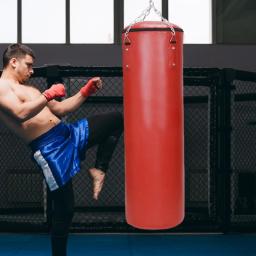 PU couro boxe saco pendurado para homens e mulheres, resistente corrente de metal, sem rasgo, saco de boxe não preenchido, muay thai, mma, treinamento em casa - Image 1