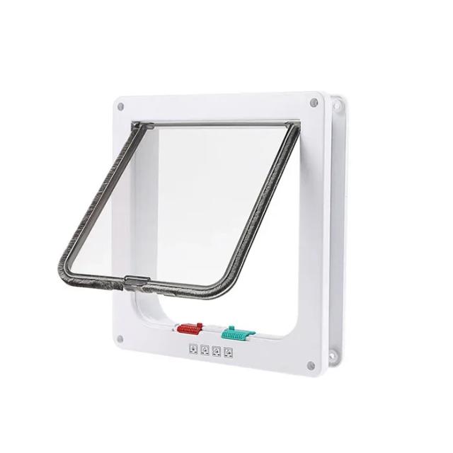 Porta Flap de Segurança com 4 Vias para Cães e Gatos - Kit de Portão para Pequenos Pets em Plástico ABS