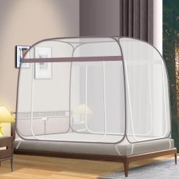 Mongol Anti Mosquito Praça Tenda com Zipper, Cama de casal Cortina, Dobrável Yurt Canopy, Fundo completo, Anti-mosquiteiro - Image 1